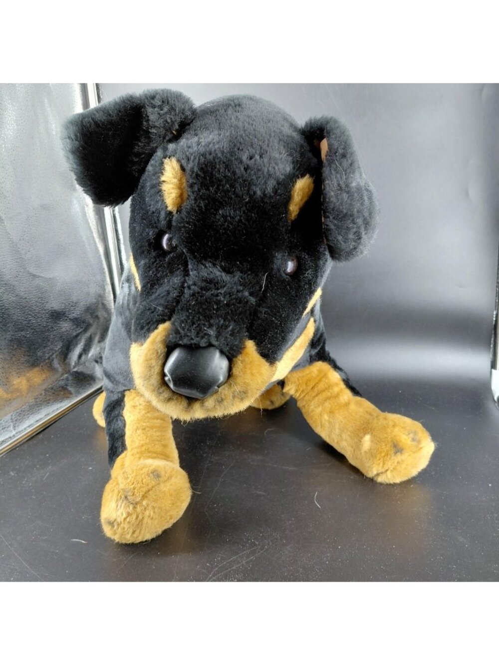 Vintage Douglas Rottweiler Dog Plush Stuffed Animal Realistic Medium Black 17"